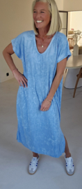DIDI maxi terry T-shirt dress pastel blue v-neck