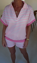 ELLIE striped set neon pink