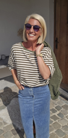 AYLIN oversized striped T-shirt khaki