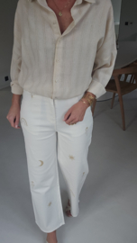 MONA wide leg jeans broderie white