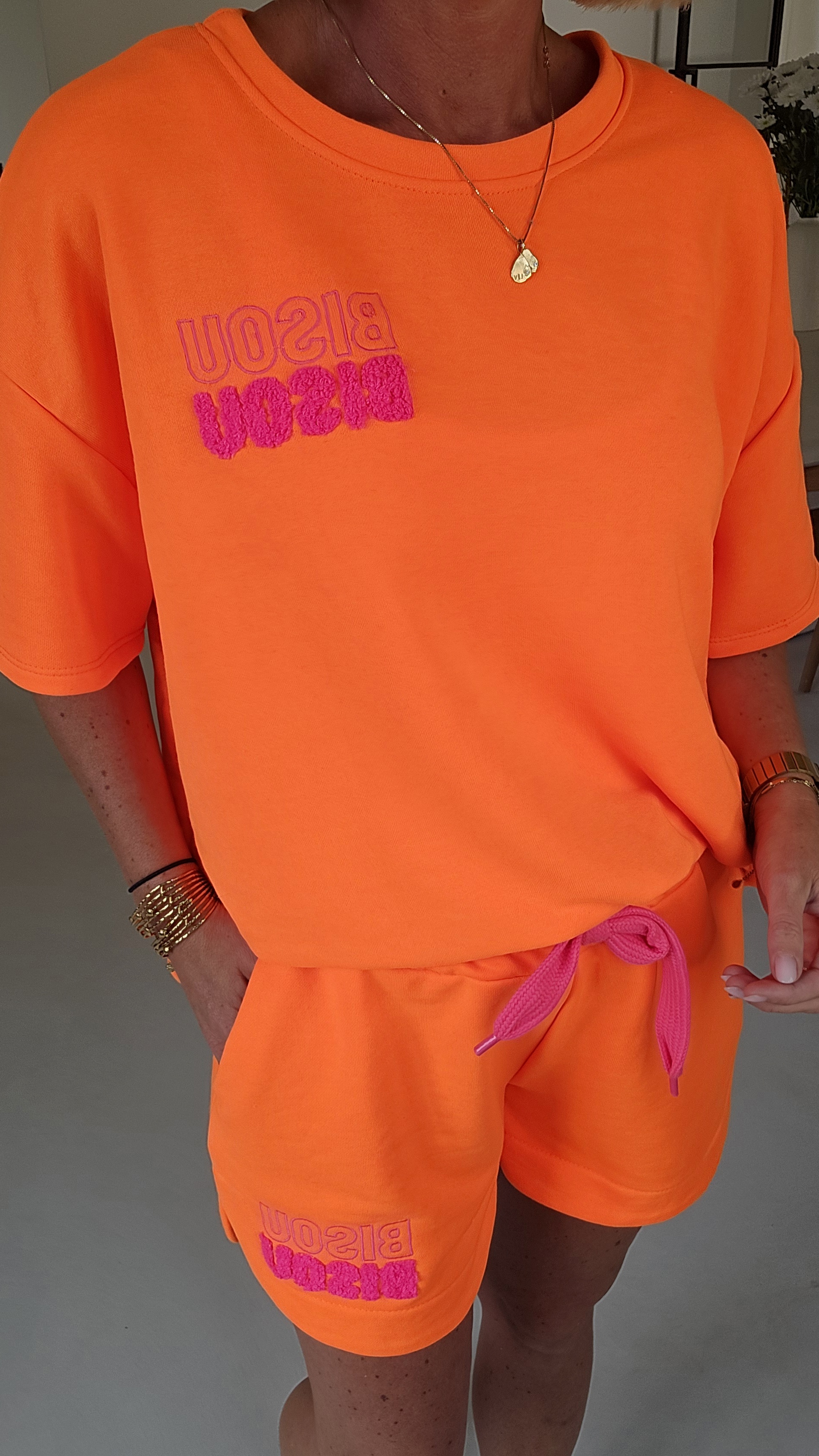 BISOUS sweatshirt set neon orange