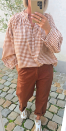 CARIE checkered blouse camel