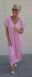 DIDI maxi terry T-shirt dress pink v-neck