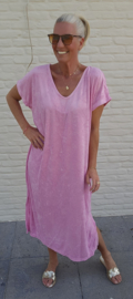 DIDI maxi terry T-shirt dress pink v-neck
