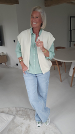 AZUR zip gilet capri ecru