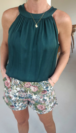INES satin top bottle green