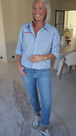 OUT OF THE OFFICE striped shirt blue