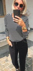 ESTEE striped cotton longsleeve black / off-white