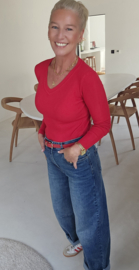 MILIA v-neck basic knit red