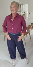 AVA basic cotton shirt burgundy