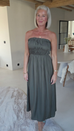 ARINA strapless maxi dress khaki