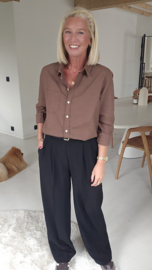 AVA basic cotton shirt chocolat