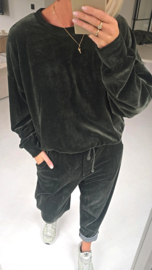 VERO soft velvet jogger set bottle green