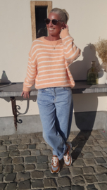 CANDY STRIPE soft knit orange ecru