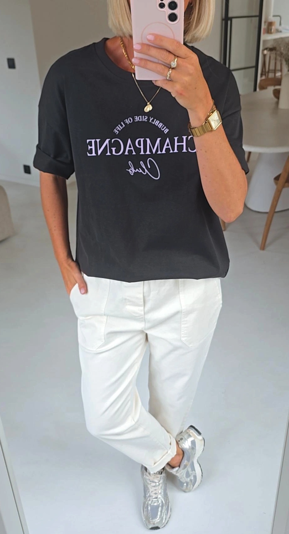 CHAMPAGNE CLUB cotton tee anthracite