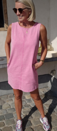 PIPA sleeveless jeans dress pink