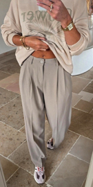 FLORE loose wide leg pants taupe