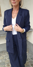 NELLE striped oversized suit pants navy