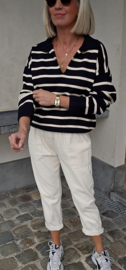 BOSTON striped collar knit black
