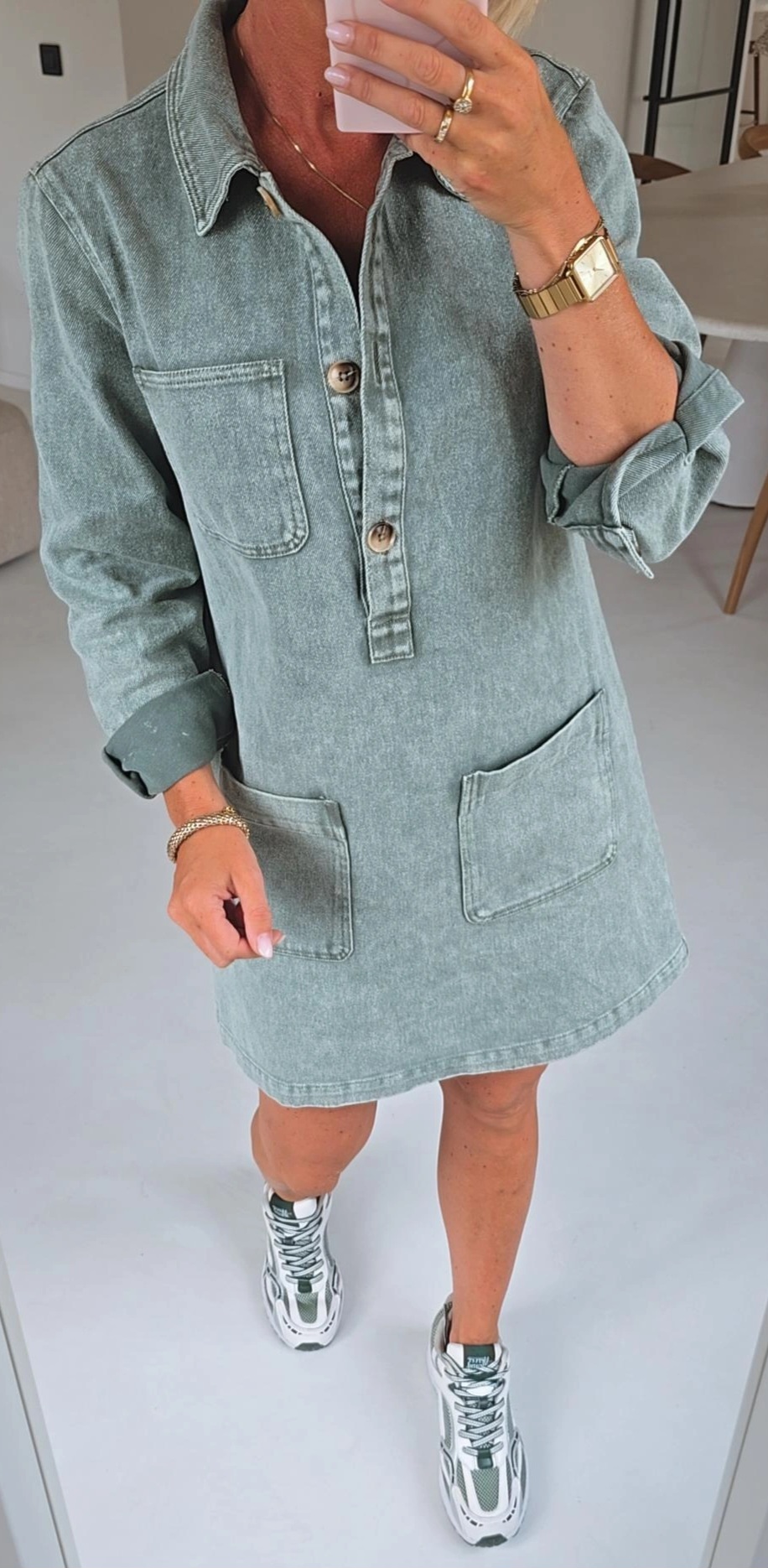 THE PERFECT jeans dress washed khaki