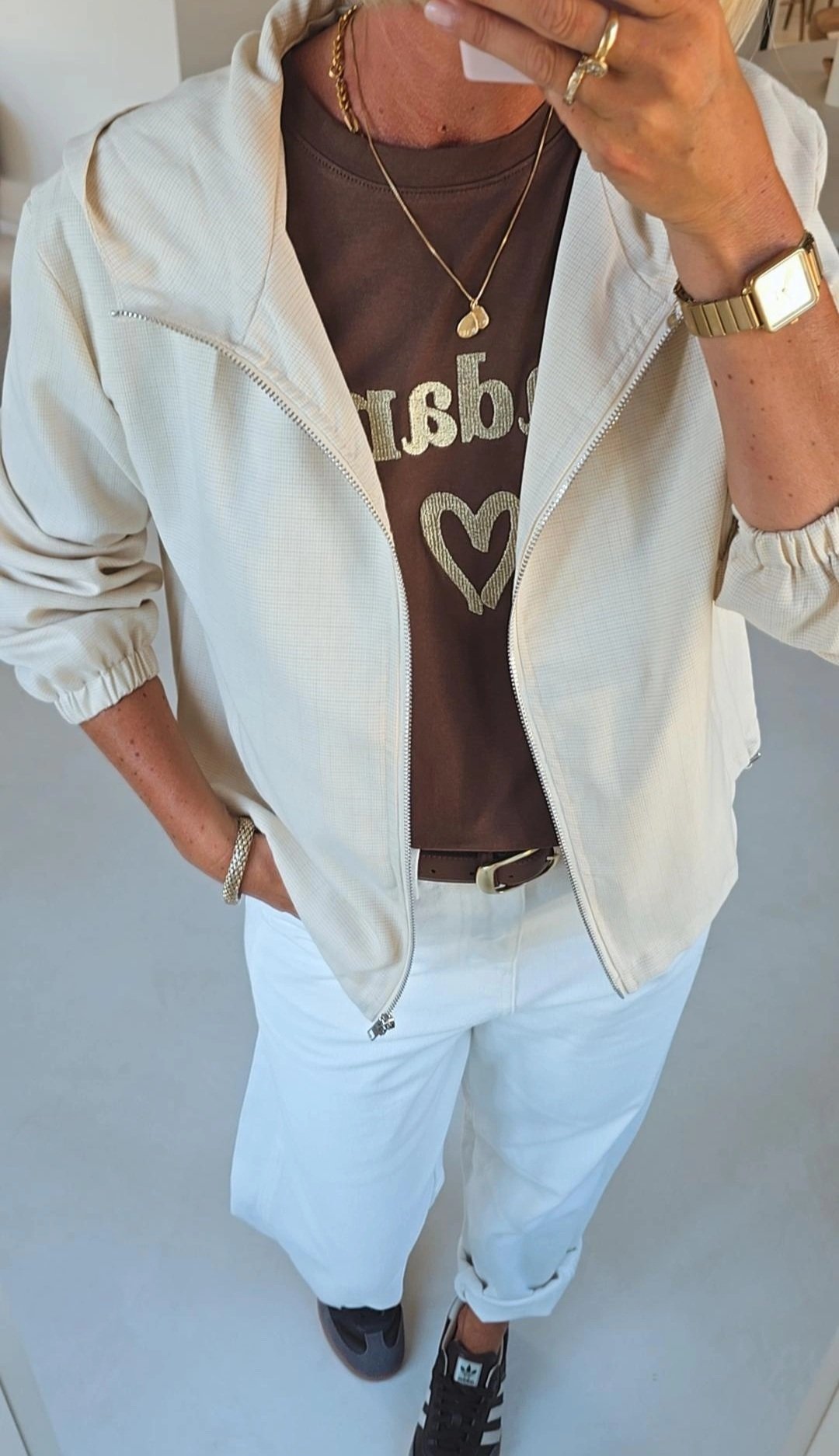CINDI jacket beige with hoodie