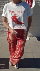 CICI checkered loose pants red