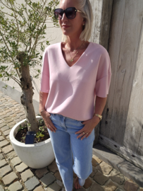JOJO large v-neck T-shirt pink