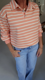 SONIE polo striped sweatshirt peach