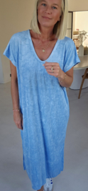 DIDI maxi terry T-shirt dress pastel blue v-neck