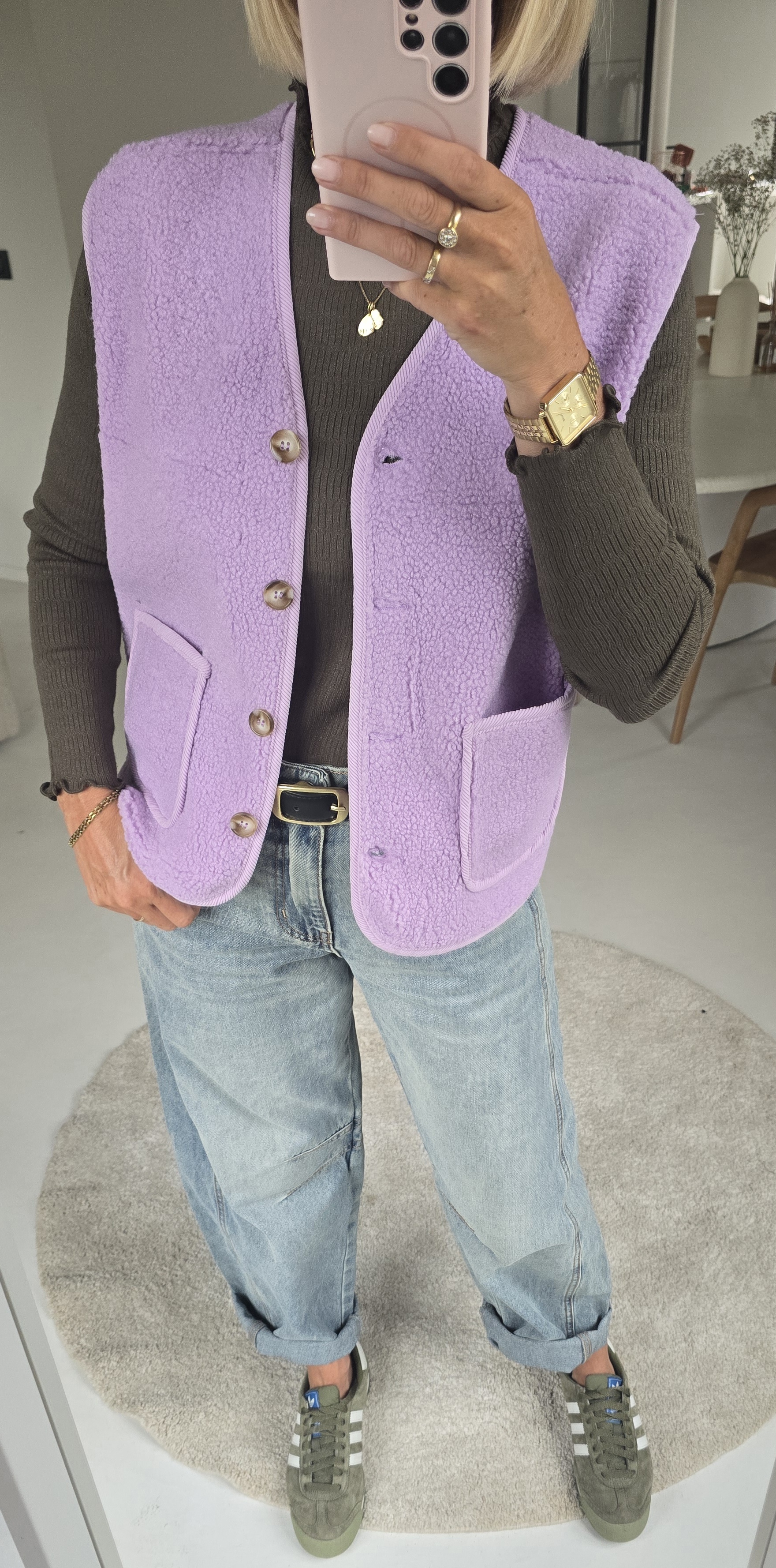 MELIA sleeveless teddy jacket lilac