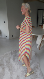 DAKOTA striped maxi sponge dress fuschia