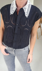 JULIA cotton broderie shirt black