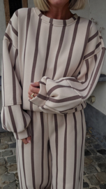 LUCIA striped cotton sweatshirt beige