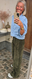 RINA soft velvet wide leg jogger pants khaki