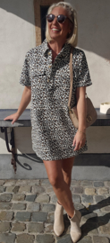 LEO shorter jeans dress beige