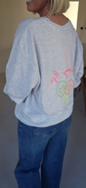 HAPPY LIFE sweatshirt mêlee grey (with key ring)
