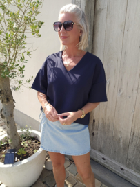 JOJO large v-neck T-shirt navy