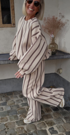LUCIA striped cotton sweatshirt beige