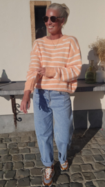 CANDY STRIPE soft knit orange ecru