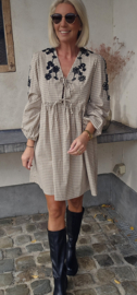WINIE checkered cotton dress beige