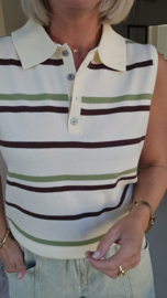 NELLA sleeveless polo knit chocolat green