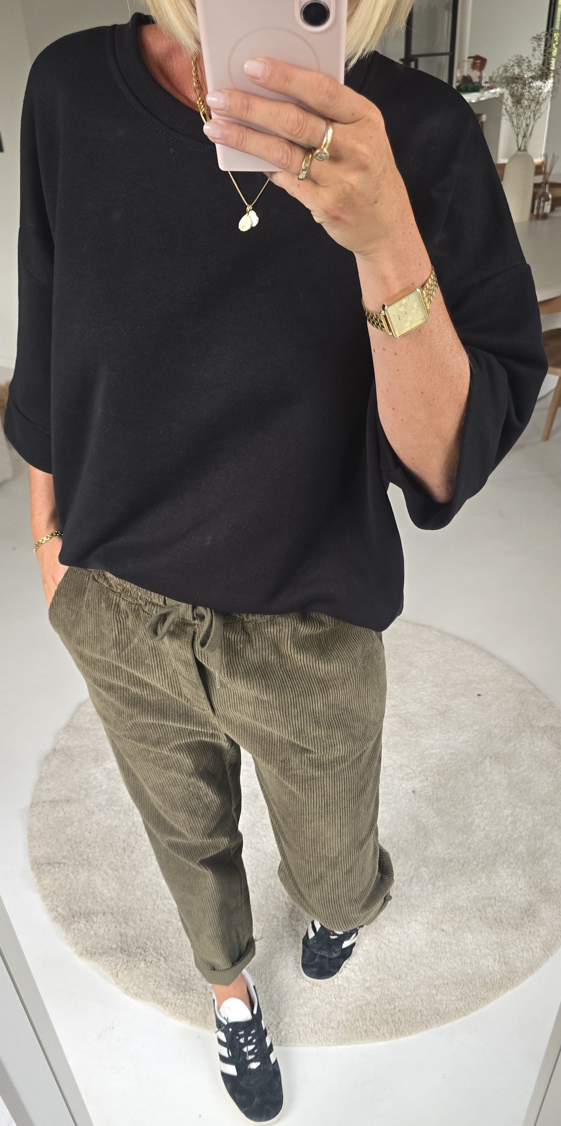 AMTE corduroy jogger pants khaki