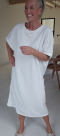 MANDIE soft velvet maxi dress white