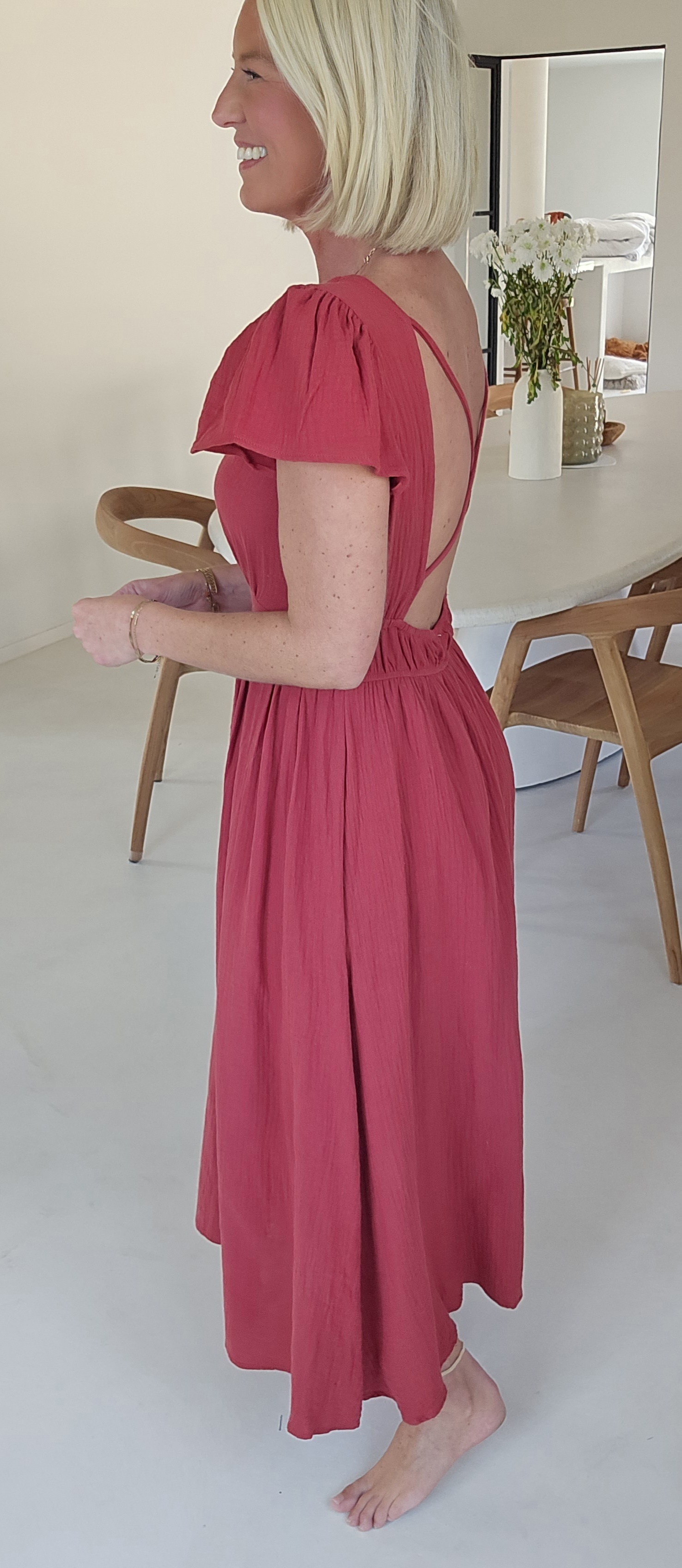 SAMANTE maxi tetra dress brick