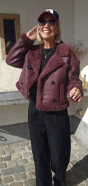 TONIA pu teddy jacket burgundy
