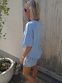 JOJO large v-neck T-shirt pastel blue