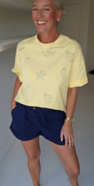 BEVIN cotton paperbag short navy