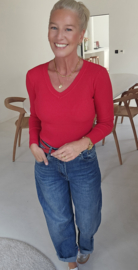 MILIA v-neck basic knit red