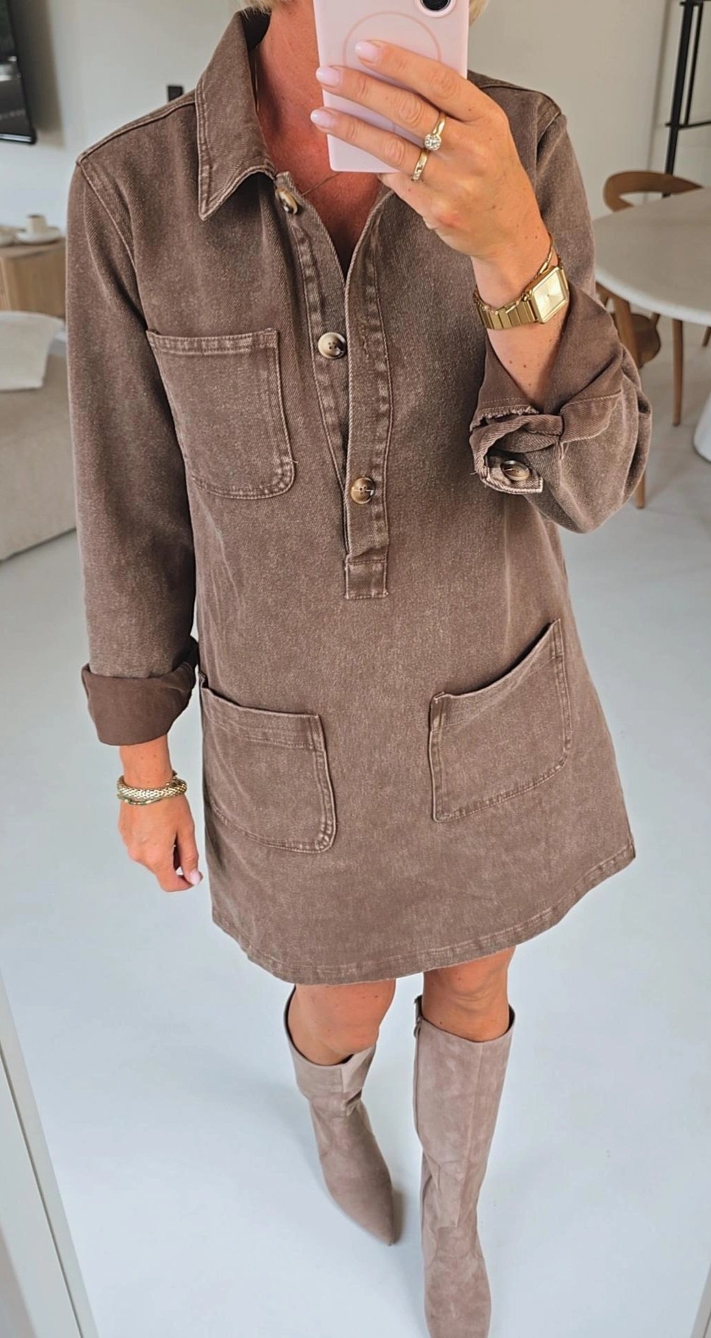 THE PERFECT jeans dress washed chocolat