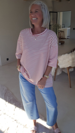 NALIA striped oversized T-shirt fuschia